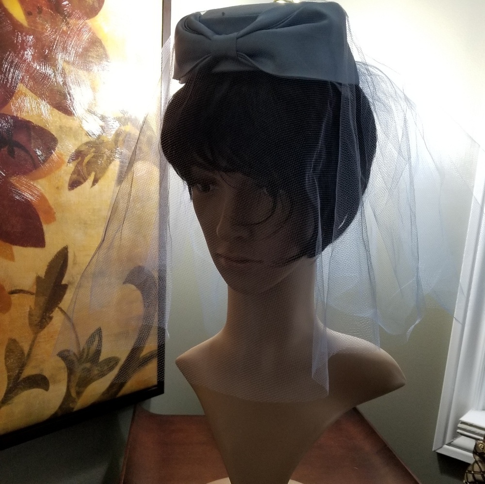 Marietta Vintage Blue Netting Veil Hat